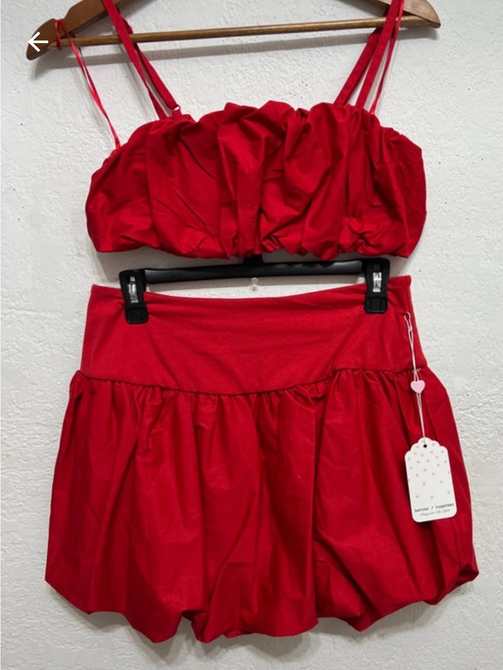 Unbranded Red A-Line Bubble Mini Skirt
